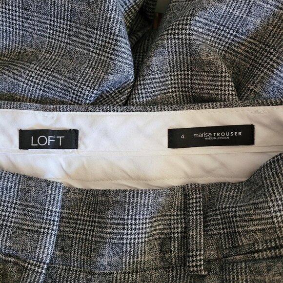 Loft Womens Pants Size 4 Marisa Trousers Black and Cream Glen Check Classic - Picture 8 of 11